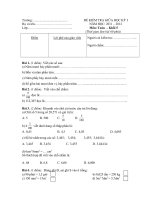 Đề Kiểm tra giữa kỳ I môn Toán lớp 5 số 15