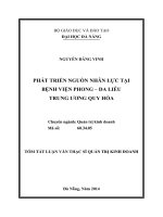 Phát triển nguồn nhân lực tại tại bệnh viện phong   da liễu trung ương quy hòa