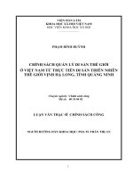 Chính sách quản lý di sản thế giới ở việt nam từ thực tiễn di sản thiên nhiên thế giới vịnh hạ long, tỉnh quảng ninh