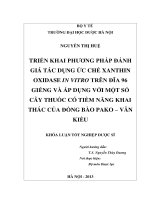 Triển khai phương pháp đánh giá tác dụng ức chế xanthin oxidase in vitro trên đĩa 96 giếng và áp dụng với một số cây thuốc có tiềm năng khai thác của đồng bào pako   vân kiều