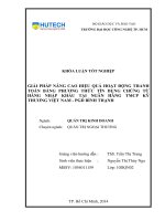 Giải pháp nâng cao hiệu quả hoạt động thanh toán bằng phương thức tín dụng chứng từ hàng nhập khẩu tại Ngân hàng TMCP Kỹ Thương Việt Nam - PGD Bình Thạnh