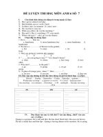 ĐỀ LUYỆN THI HSG MÔN ANH 6 SỐ  7