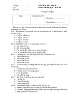 Đề Kiểm tra Học kỳ I môn Khoa học lớp 5