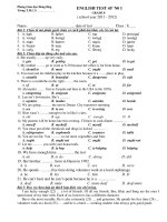 Đề anh 8 - sưu tập đề kiểm tra, thi học sinh giỏi tiếng anh 8 tham khảo bồi dưỡng  (97)