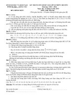 Đề thi vào lớp 10 môn Hóa học số 2