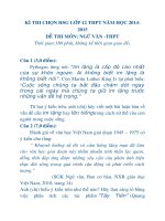 Đề thi học sinh giỏi Ngữ Văn lớp 12 năm 2014-2015 - Vinh Phúc