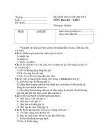 Kiểm tra cuối kỳ I Khoa học lớp 5 số 3