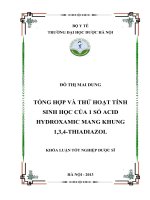 Tổng hợp và thử hoạt tính sinh học của một số acid hydroxamic mang khung 1,3,4   thiadiazol