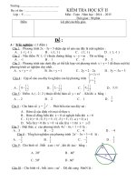 Đề kiểm tra học kì II môn toán 9 năm học 2014 - 2015(Đề số 10 có đáp án)