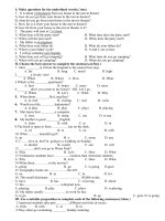 ĐỀ thi tham khảo tiếng Anh lớp 7 (HKI)