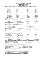 Đề anh 8 - sưu tập đề kiểm tra, thi học sinh giỏi tiếng anh 8 tham khảo bồi dưỡng  (153)