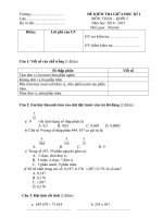 Đề kiểm tra giữa kỳ I Toán lớp 5A