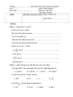 Đề Kiểm tra giữa kỳ I môn Toán lớp 5 số 4