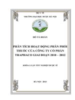 Phân tích hoạt động phân phối thuốc của công ty cổ phần traphaco giai đoạn 2010 - 2012