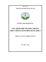 Xác định sibutramin trong thực phẩm giảm béo bằng HPLC