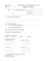 Đề Kiểm tra giữa kỳ I môn Toán lớp 5 số 2