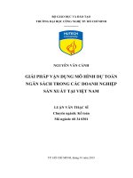 Giải pháp vận dụng mô hình dự toán ngân sách trong các doanh nghiệp sản xuất tại Việt Nam