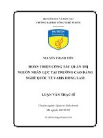 Hoàn thiện công tác quản trị nguồn nhân lực tại trường Cao đẳng nghề quốc tế Vabis Hồng Lam