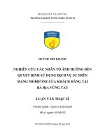 Nghiên cứu các nhân tố ảnh hưởng đến quyết định sử dụng dịch vụ 3G trên mạng Mobifone của khách hàng tại Bà Rịa Vũng Tàu
