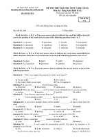 Đề thi thử lần 3 - 2014 - Môn Tiếng anh - Trường THPT Lương Thế Vinh - Hà Nội
