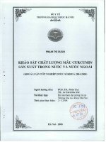 Khảo sát chất lượng mẫu curcumin sản xuất trong nước và nước ngoài