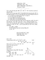 Đề kiểm tra 1 tiết môn Hình học lớp 7 số 12