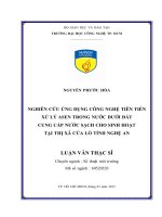 Nghiên cứu ứng dụng công nghệ tiên tiến xử lý Asen trong nước dưới đất cung cấp nước sạch cho sinh hoạt tại thị xã Cửa Lò tỉnh Nghệ An