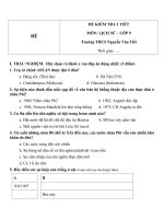 Đề kiểm tra 1 tiết môn Lịch sử lớp 9 trường THCS Nguyễn Văn Tiết  Đề số 2