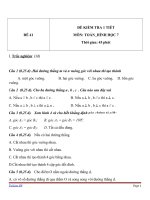 Đề kiểm tra 1 tiết Hình học lớp 7 - Đề 41