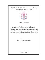 Nghiên cứu ứng dụng kỹ thuật cắt dịch kính không khâu trong điều trị một số bệnh lý dịch kính võng mạc