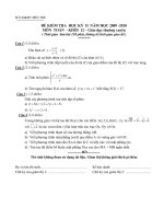 Đề kiểm tra HKII năm học 2009-2010 môn Toán hệ GDTX TỈNH BẾN TRE