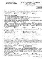 ĐỀ THI HỌC KỲ II MÔN VẬT LÍ KHỐI 12 NĂM HỌC 2014-2015 CHUYÊN VĨNH PHÚC CÓ ĐÁP ÁN