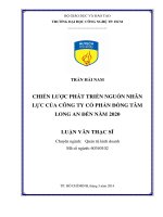 Chiến lược phát triển nguồn nhân lực của công ty cổ phần Đồng Tâm Long An đến năm 2020