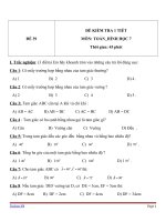 Đề kiểm tra 1 tiết Hình học lớp 7 - Đề 39