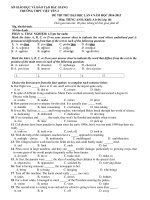 Đề kiểm tra kiến thức nâng cao môn tiếng anh lớp 10 trường THPT việt yên số 2, bắc giang