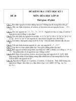 Đề kiểm tra 1 tiết HK 1 môn Hóa học 10 - Đề 28