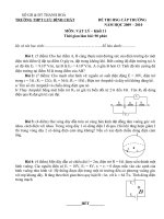 Đề chọn học sinh giỏi VL11 - THPT Lương Đình Chất, Thanh Hóa môn vật lý