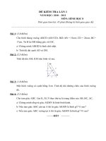 Đề kiểm tra 1 tiết môn Hình học lớp 8 số 15