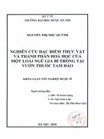 Nghiên cứu đặc điểm thực vật và thành phần hoá học của một loài ngũ gia bì trồng tại vườn thuốc tam đảo