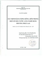 Xác định hàm lượng đồng, kẽm trong một số mẫu nước làng nghề bằng phương pháp AAS