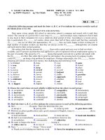 Đề thi thử THPT Quốc gia 2015 môn Tiếng Anh trường THPT Chuyên Lương Văn Chánh (lần 1)