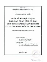 Phân tích thực trạng báo cáo phản ứng có hại của hại (ADR) tại việt nam từ tháng 6 2006 đến tháng 12 2008