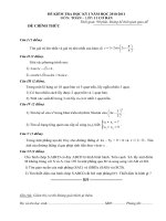 Đề kiểm tra học kì 1 môn Toán  lớp 11 số 7