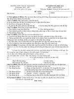 TRƯỜNG THPT THUẬN THÀNH SỐ I BÀI KIỂM TRA HỌC KÌ I MÔN  GIÁO DỤC CÔNG DÂN LỚP 10