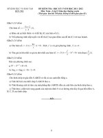 ĐỀ THI ĐÁP ÁN KT HKI 2011-2012 môn TOÁN 12 GDTX TỈNH BẾN TRE