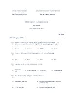 TRƯỜNG THPT BẮC SƠN ĐỀ KIỂM TRA HỌC KÌ 2 MÔN SINH KHỐI 10 MÃ ĐỀ 104