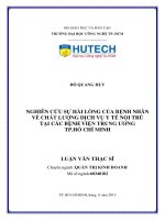 Nghiên cứu sự hài lòng của bệnh nhân về chất lượng dịch vụ y tế nội trú tại các bệnh viện trung ương tp.Hồ Chí Minh