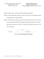 TRƯỜNG THPT THUẬN THÀNH SỐ I BÀI KIỂM TRA HỌC KÌ I MÔN  SINH HỌC LỚP 10