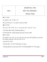 Đề kiểm tra 1 tiết Hình học lớp 7 - Đề 22