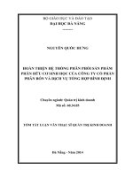 Hoàn thiện hệ thống phân phối sản phẩm phân hữu cơ sinh học của công ty cổ phần phân bón và dịch vụ tổng hợp bình định